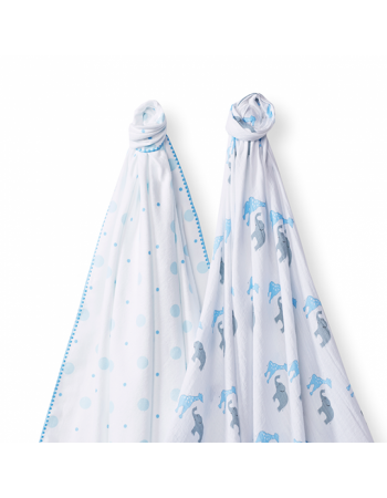 Набор пеленок SwaddleDesigns - Swaddle Duo, Circus Fun Blue