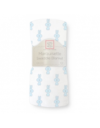 Пеленка детская тонкая SwaddleDesigns Маркизет Little Bunnie Pstl Blue