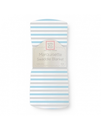 Пеленка детская тонкая SwaddleDesigns Маркизет Simple Stripes Pstl Blue