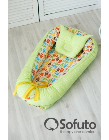 Кокон-гнездышко для новорожденных Babynest Owl sand