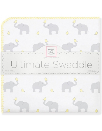 Фланелевая пеленка для новорожденного SwaddleDesigns, PY Elephants/Chicks