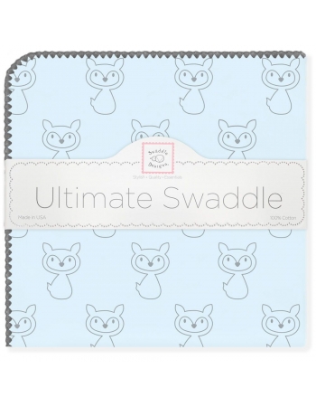 Фланелевая пеленка для новорожденных Swaddle Designs, Ultimate Gray Fox Pstl Blue