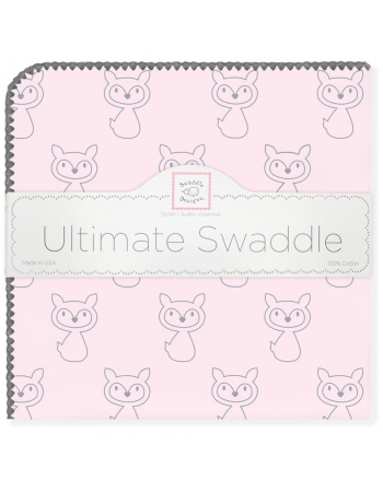 Пеленка фланелевая для новорожденных Swaddle Designs Ultimate Gray Fox Pstl Pink