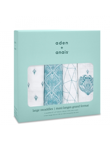 Муслиновые пеленки для новорожденных Aden&Anais, большие, набор 4, Paisley teal