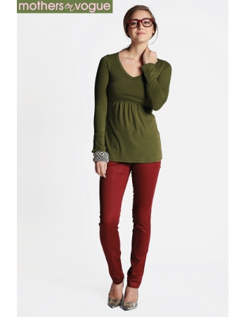 Топ для кормления Mothers en Vogue Must Have V-Neck, оливковый (Bronze Olive)