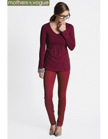 Топ для кормления Mothers en Vogue Must Have V-Neck, винный (Deep Cabernet)