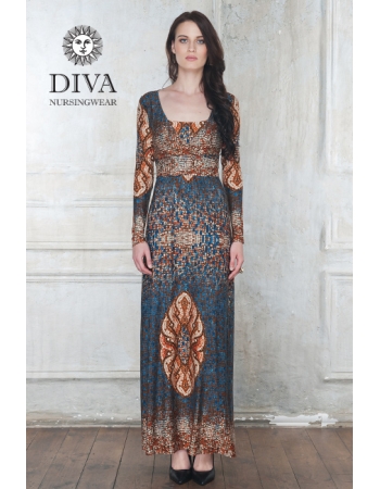 Платье для кормящих и беременных Diva Nursingwear Alba Maxi дл.рукав, принт India