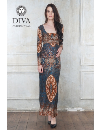 Платье для кормящих и беременных Diva Nursingwear Alba Maxi дл.рукав, принт India