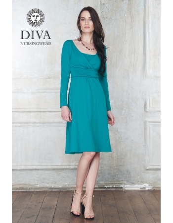 Платье для кормящих и беременных Diva Nursingwear Alba дл.рукав, цвет Smeraldo